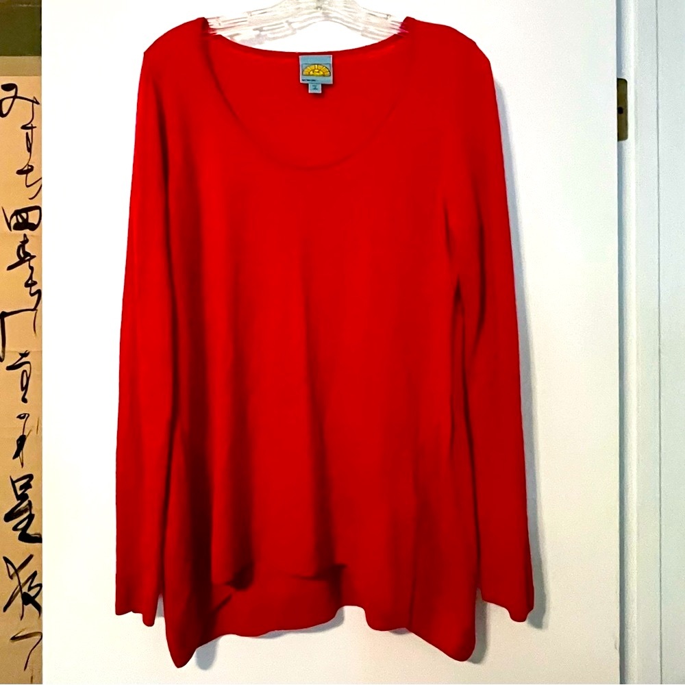 C&C Red Cashmere-Rayon-Wool Blend slight flare at hips Sweater